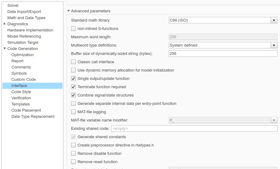 Options Interface2 SingleOutputUpdate